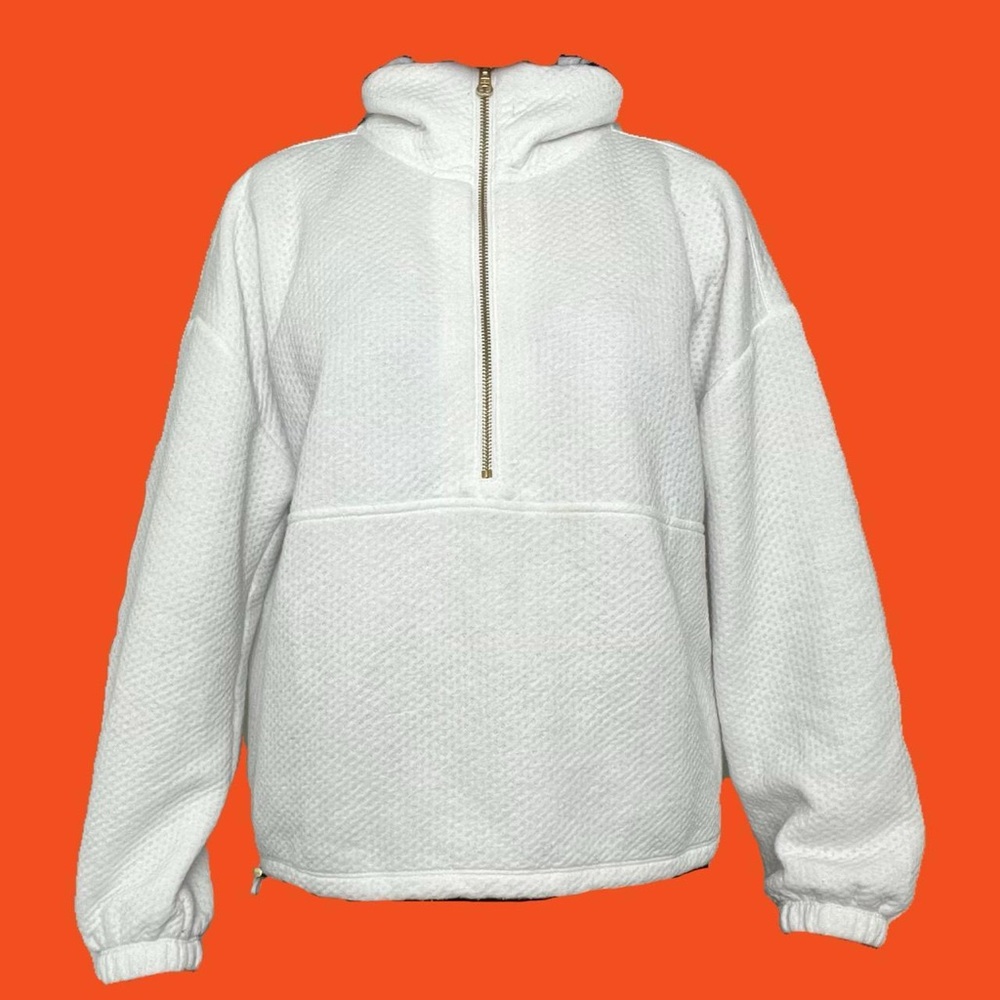 J Crew Terry Half Zip Pointelle Sweatshirt